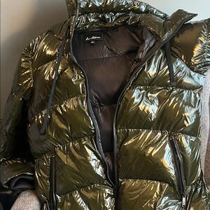 Sam Edelman Shiny Olive Puffer Jacket